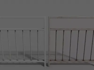 PBR Pedestrian Guard Rail Grey V4 Low-poly 3D model