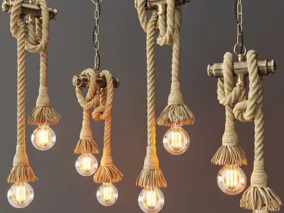 Loft style pendant lamp 2 3D model