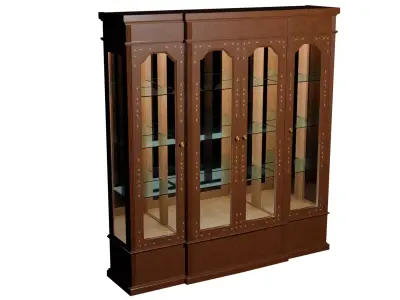 Showcase china cabinet with glass doors Low-poly 3D model