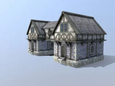 Medieval Tudor House 03 Low-poly 3D model