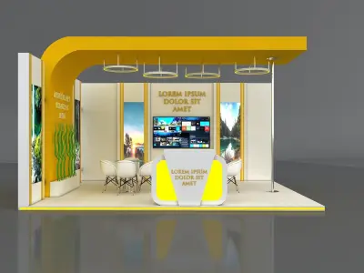 Booth Exhibition Stand Stall 6x5m Height 300 cm 2 Side Open 3D model