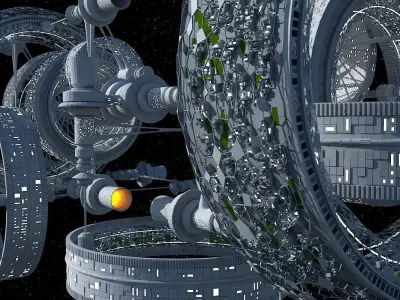 Futuristic Space Colony 3D model