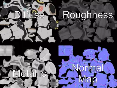 Advanced Humanoid Robot model pack Low-poly 3D model