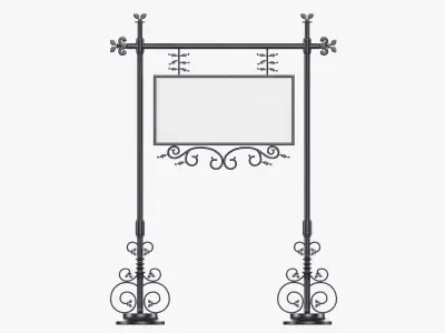 Forged column with hanging sign 07 3D model