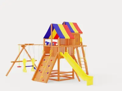 Sunshine Clubhouse Pkg IV Tons of Bells Whistles With Tarp Low-poly 3D model