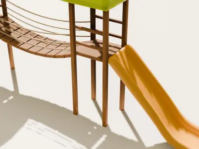 Playground castle with a slide Low-poly 3D model