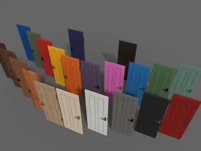 PBR Wood Door B4 Low-poly 3D model