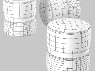 Pufic ottoman with fabric and base 3D model