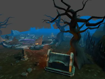 Fantasy Chess RPG Environment - Spooky Cemetery Low-poly 3D model