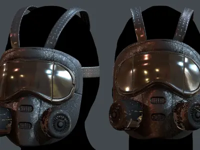 Gas mask helmet 3d model scifi Low-poly  Low-poly 3D model