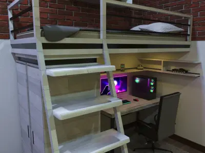 bedroom interior  Low-poly 3D model