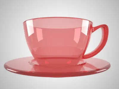 Coffee Cup Clear Glass Light Red Color 3D model