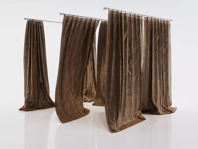 Brown window curtains 3D model