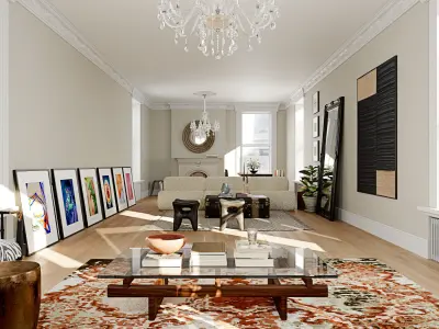 Art style apartment interior scene 3D model