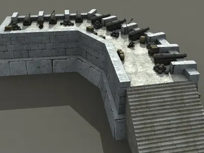 Coastal Gun Battery Free low-poly 3D model