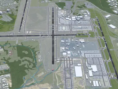 Cincinnati  Northern Kentucky Airport 10km Low-poly 3D model