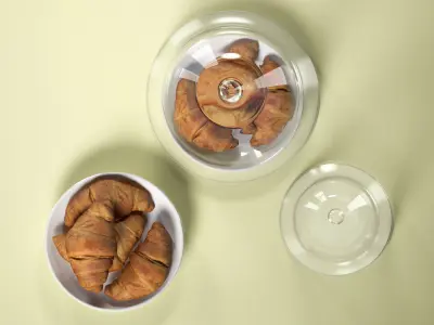 Croissants in Glass Dome 3D model