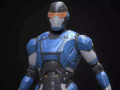 Robot Droid Low-poly 3D model