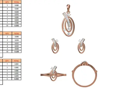 Light wt Ring Earrings Pendant set stl jcd 1-render details 3D print model 36