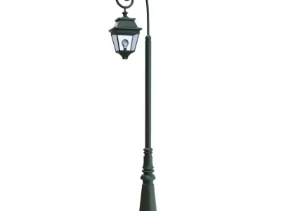 Green Classic Street Lamp PBR Low Poly All Quads Low-poly 3D model