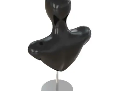 Female black bust on a metal stand 104 3D model