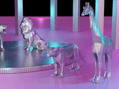 4 Disco animals figure  3D model