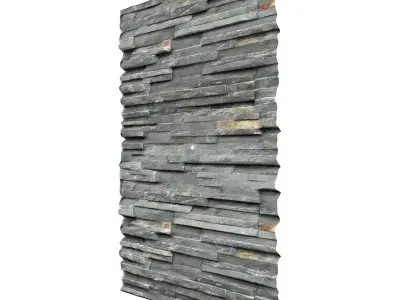 Medieval Grey Stone Fence Wall Low-poly 3D model