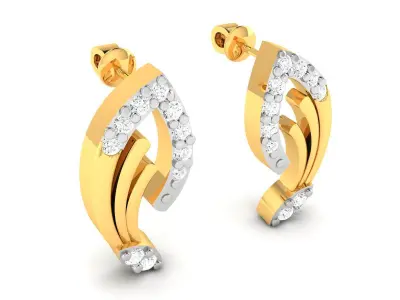 Solitaire Women Earring 3D print model 10