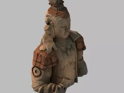 Stone Statue Group - Buddha Image 02 3D model