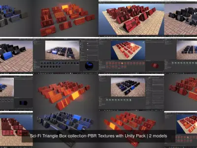 Sci-Fi Triangle Box collection-PBR Textures with Unity Pack