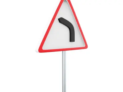 3D cartoon Left turn road sign icon 3D model