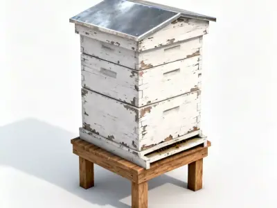 Realistic Weathered Wooden Beehive Apiary Box 3D Model Low-poly 3D model