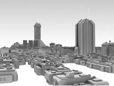 SCI-FI CITY FUTURISTIC BUILDINGS 2 Low-poly 3D model