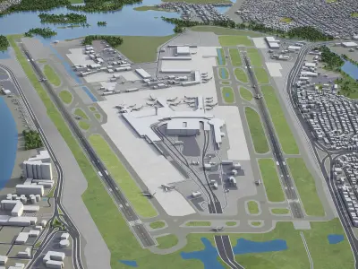 San Juan Airport Low-poly 3D model