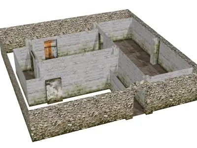 PSX Low Poly Abandoned Dungeon Building Low-poly 3D model