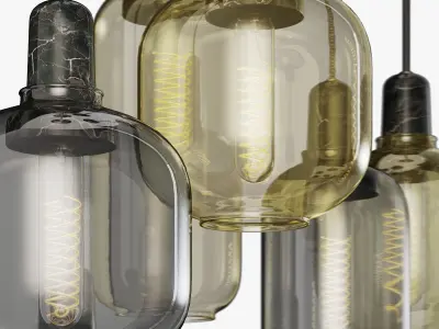 normann copenhagen amp pendant lamp grey and gold 3D model