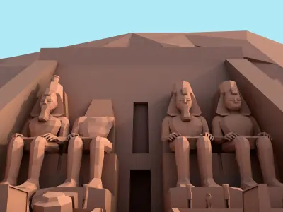Cartoon Low Poly Abu Simbel Landmark Low-poly 3D model