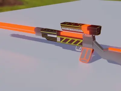 Game Ready Sniper Model gun with orange light Low-poly 3D model