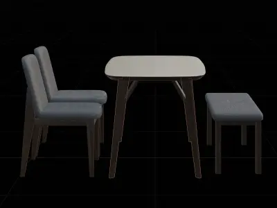 Wood Dining Table Set 3D model