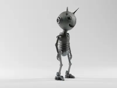 Game Ready Character Creepy Smiling Retro Robot  Low-poly 3D model