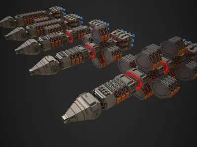 Modular Spaceship One Low-poly 3D model