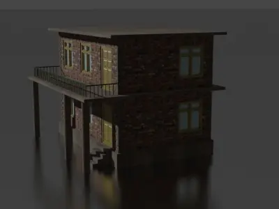 City house low-poly 3D model
