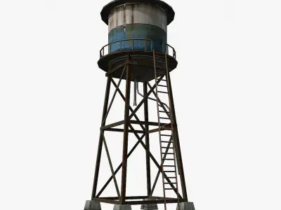 Water Tower  Low-poly 3D model