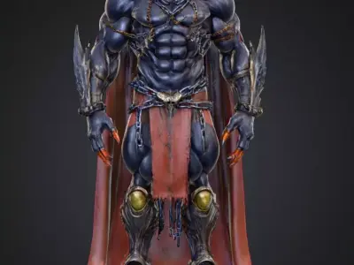 Dark Fire Wizard 3D Model Game Ready Fantasy Character Low-poly 3D model