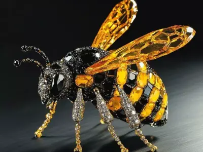 Luxury Diamond Bee Jeweled Insect Amber Wings 3D Low-poly 3D model