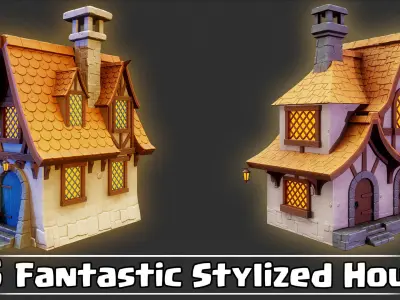 15 Fantastic Stylized Houses Game Ready VOL01 Low-poly 3D model