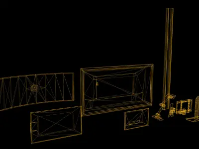 Cyberpunk Sci fi Monitor Set Low Poly  Game Ready Low-poly 3D model