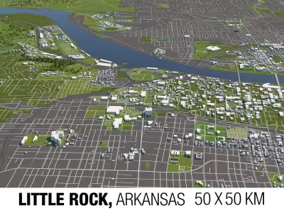 Little Rock Arkansas USA 50x50km 3D City Map 3D model
