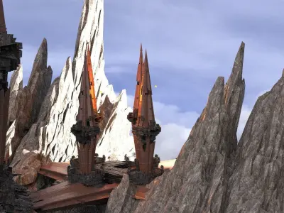 Sci fi Core Magma crystal Mountains 2 3D model