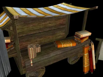 Medieval Cloth Shop Low-poly 3D model